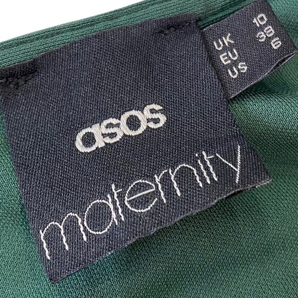 ASOS Maternity Crepe Green Dress V neck with flutter sleeve Size 6 - Picture 7 of 8